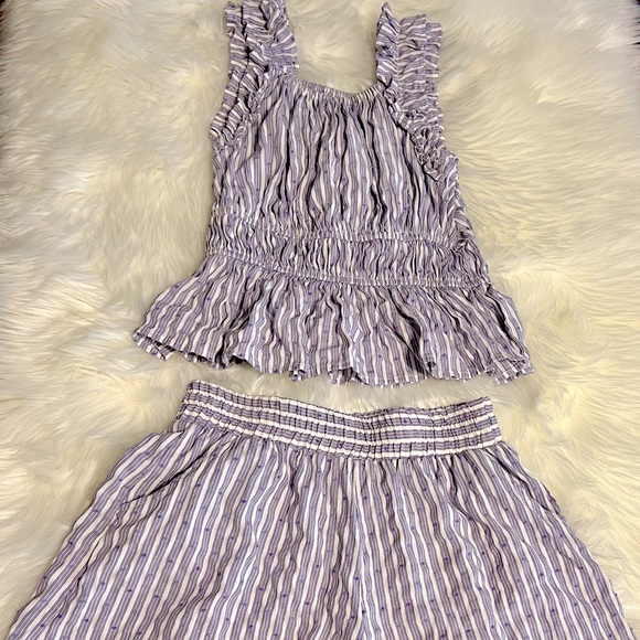 Purple and white striped matching summer outfit- size 14 - Picture 2 of 9